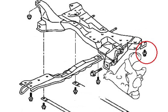 Bolt, Front Axle Crossmember 10x16mm (Genuine) EVO7-9