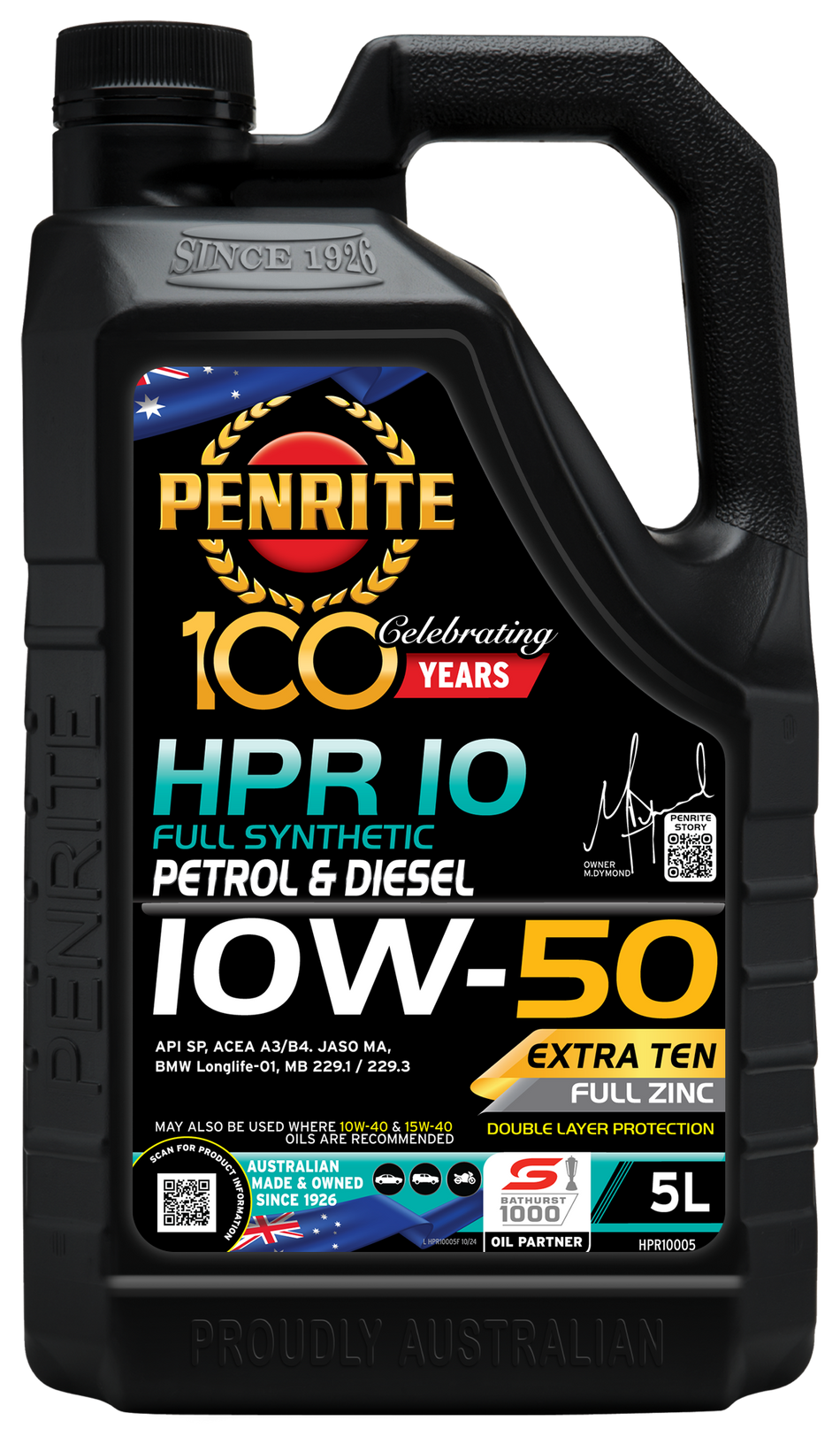 Penrite 10W50 Full Synthetic Engine Oil - 5L