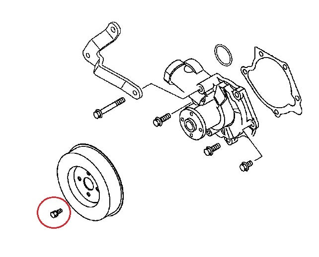 Bolt, Washer Assembled 6x12mm W/Pump Pulley (Genuine) EVO4-9, EVO9 Wagon