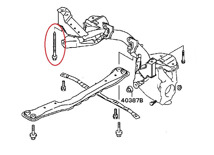 Bolt, Front Axle Crossmember 12x162mm (Genuine) EVO4-6