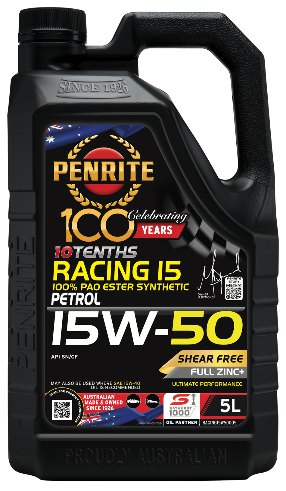 Penrite Racing 15, 15W50 Engine Oil - 5L