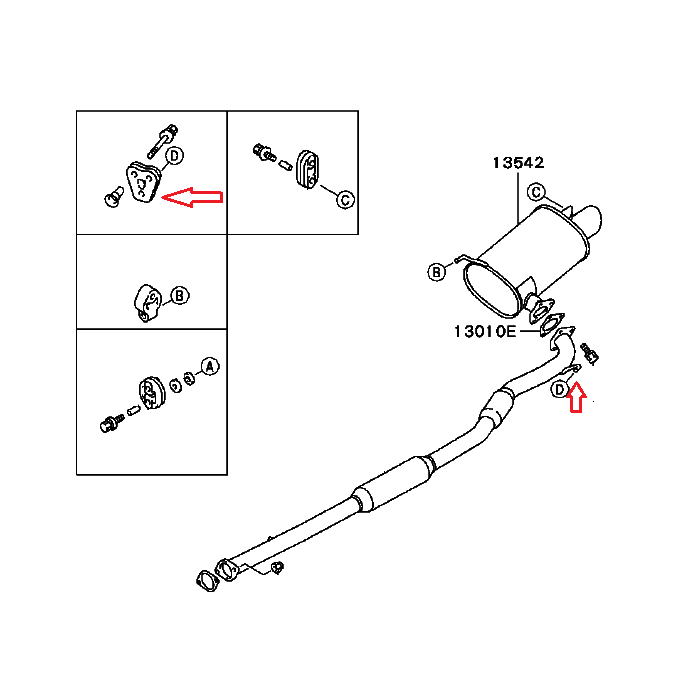 Exhaust Hanger 3 Way Rear Muffler (Genuine) EVO7-9